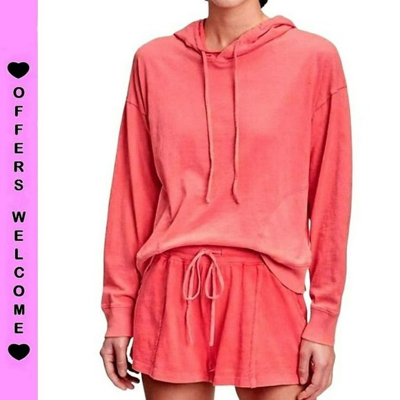 GAP Tops - Gap Lightweight Hoodie Pullover with Pockets Womens Size Medium Coral Pink